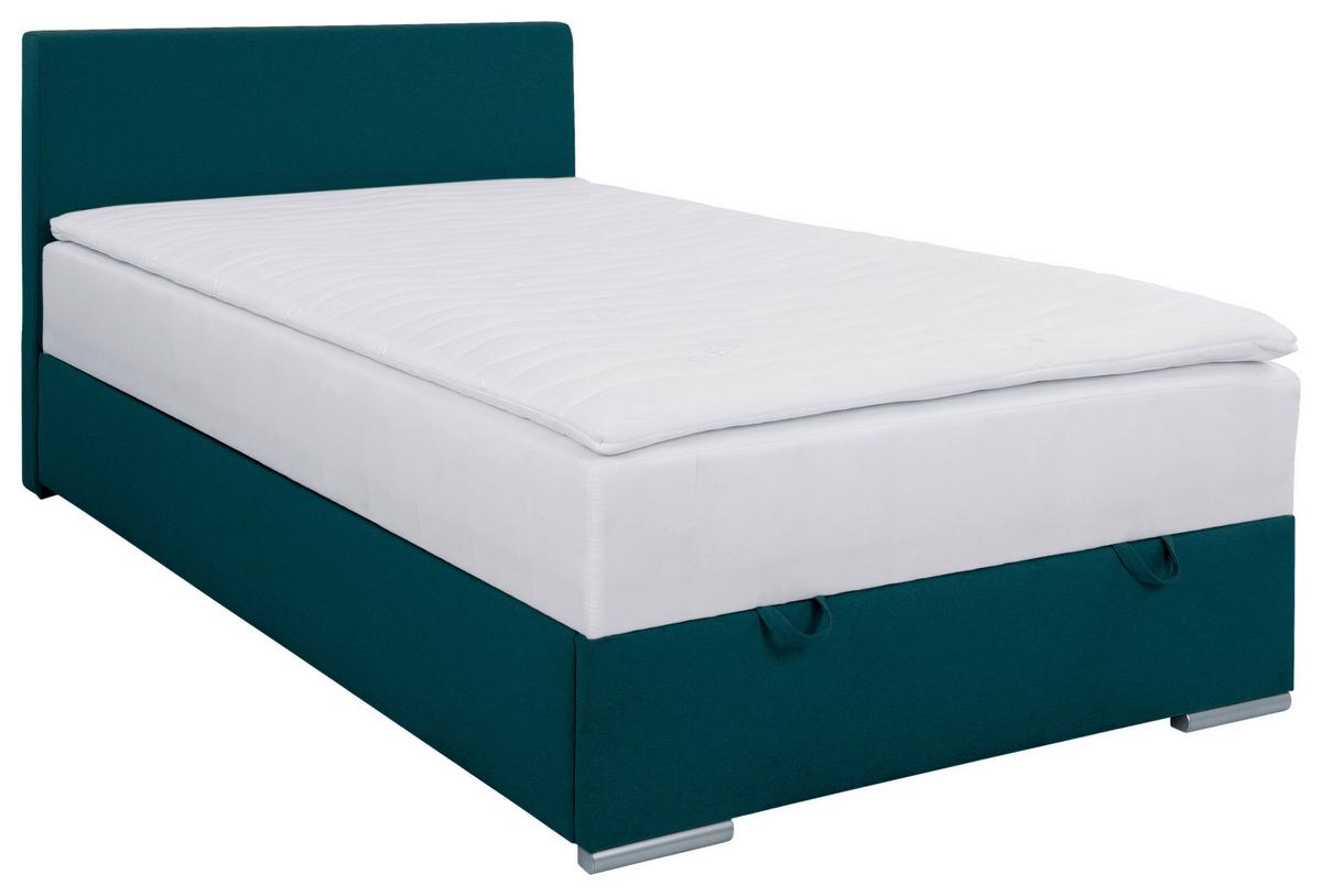 Čalúnená posteľ COSI 120x200 cm, petrolejová - petrolejová/chrómová, Konventionell, kov/drevo (120/200cm)