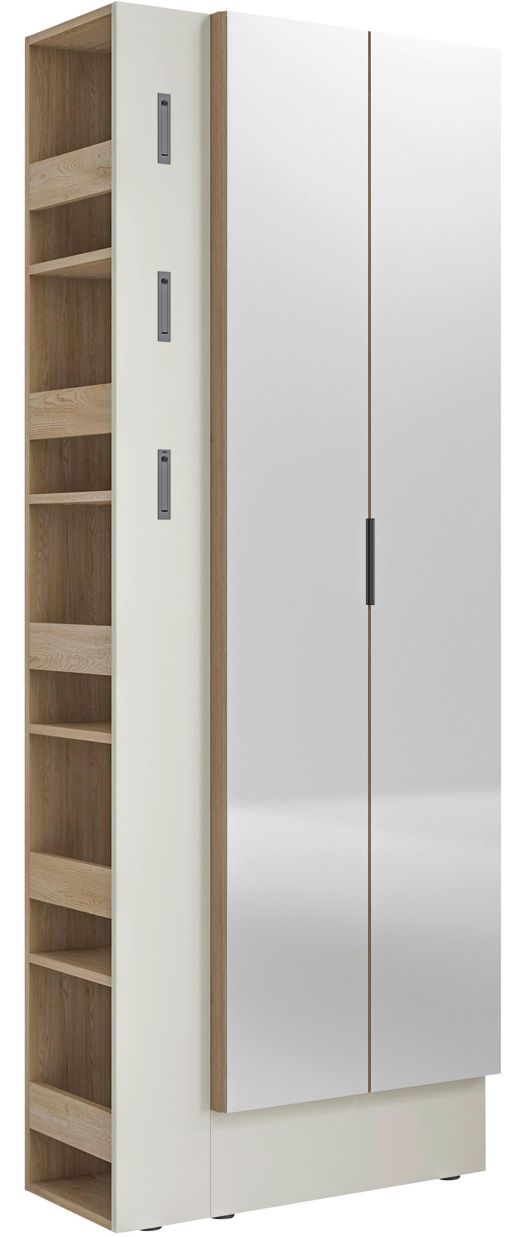 Garderobenschrank Sarina Eichefarben, Kaschmir B: 76 cm - Kaschmir/Eichefarben, Trend, Glas/Holzwerkstoff (76/201,5/37cm)
