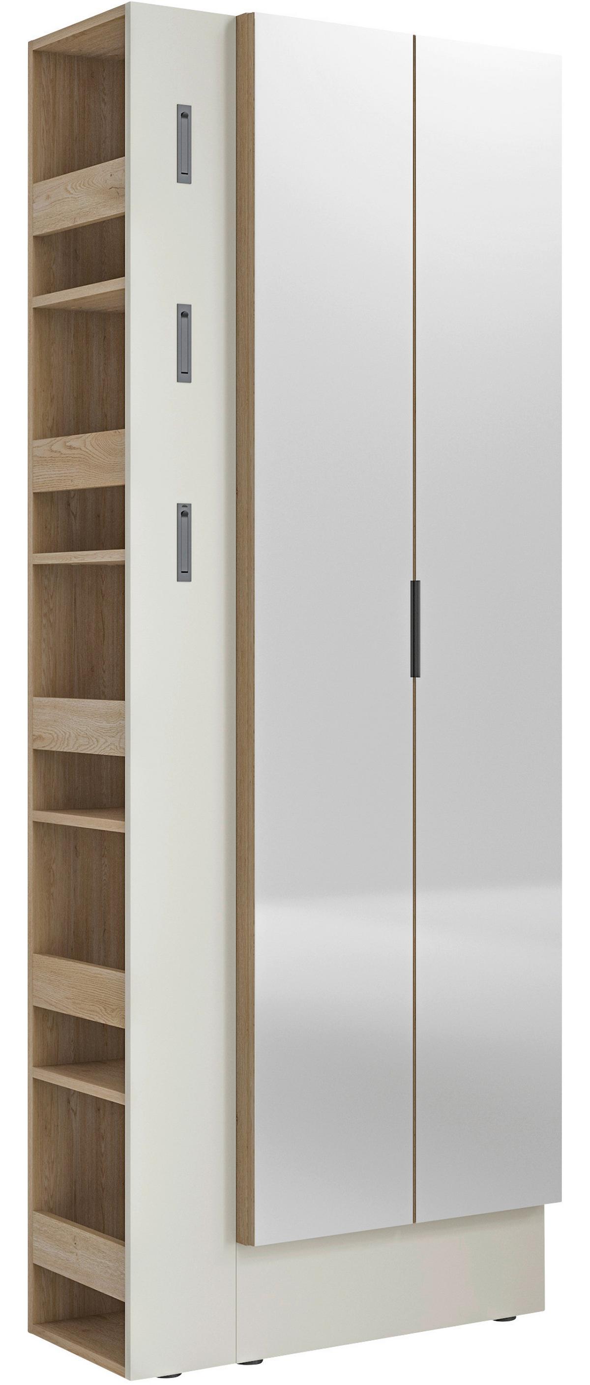 Garderobenschrank Sarina Eichefarben, Kaschmir B: 76 cm - Kaschmir/Eichefarben, Trend, Glas/Holzwerkstoff (76/201,5/37cm)
