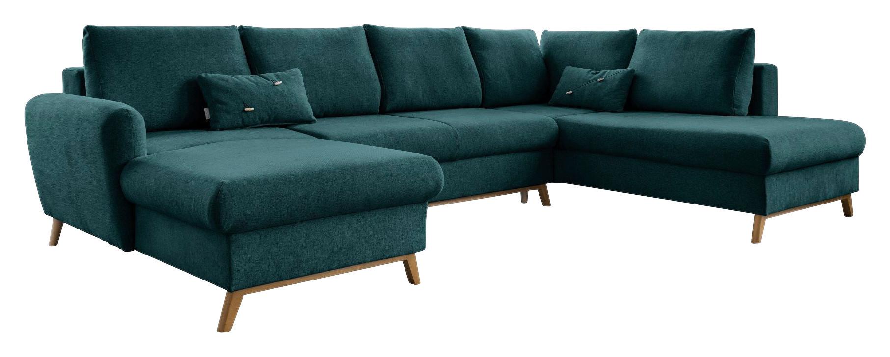 Wohnlandschaft Scandic Lagom Türkis U: 157x312x202 cm - Türkis/Naturfarben, Textil (157/312/202cm) - MID.YOU