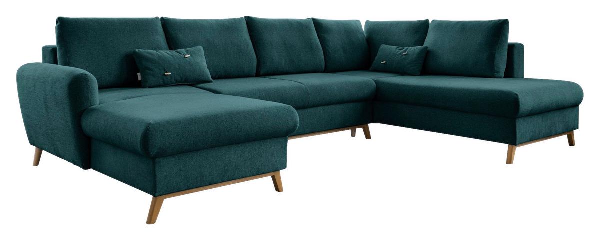 Wohnlandschaft Scandic Lagom Türkis U: 157x312x202 Cm - Türkis/Naturfarben, Textil (157/312/202cm) - MID.YOU