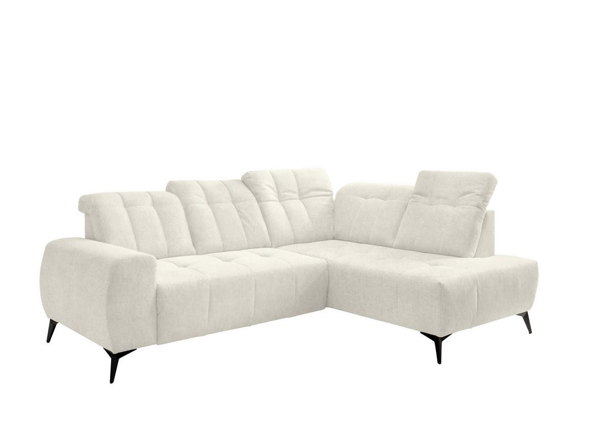 Ecksofa mit USB Anschluss Sano, Creme, S: 261x200 cm - Creme/Schwarz, MODERN, Textil (261/200cm) - Livetastic