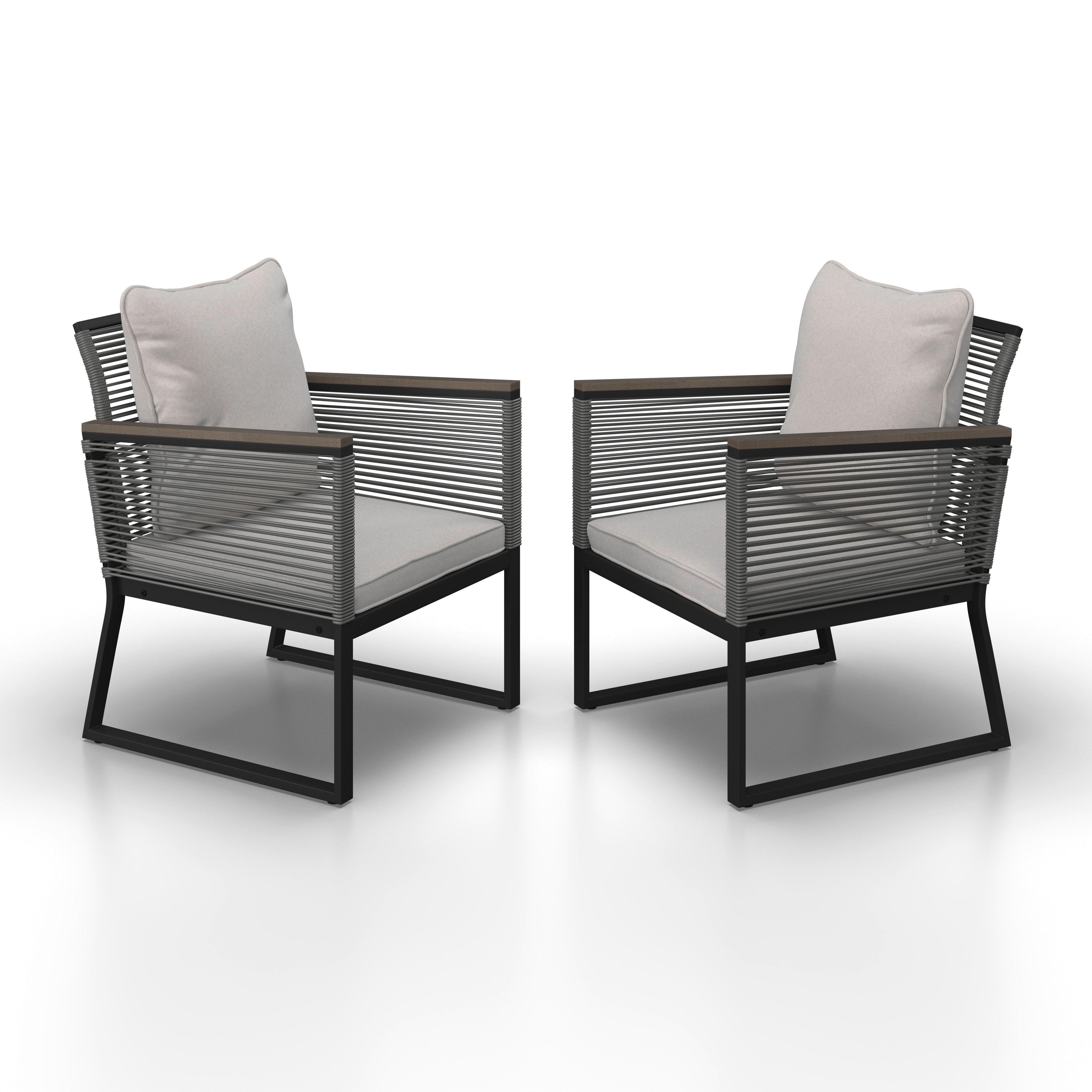 SADA ZÁHRADNÝCH KRESIEL TONI - čierna/sivá, Modern, kov/textil (57,5/73/60cm) - Bessagi Garden