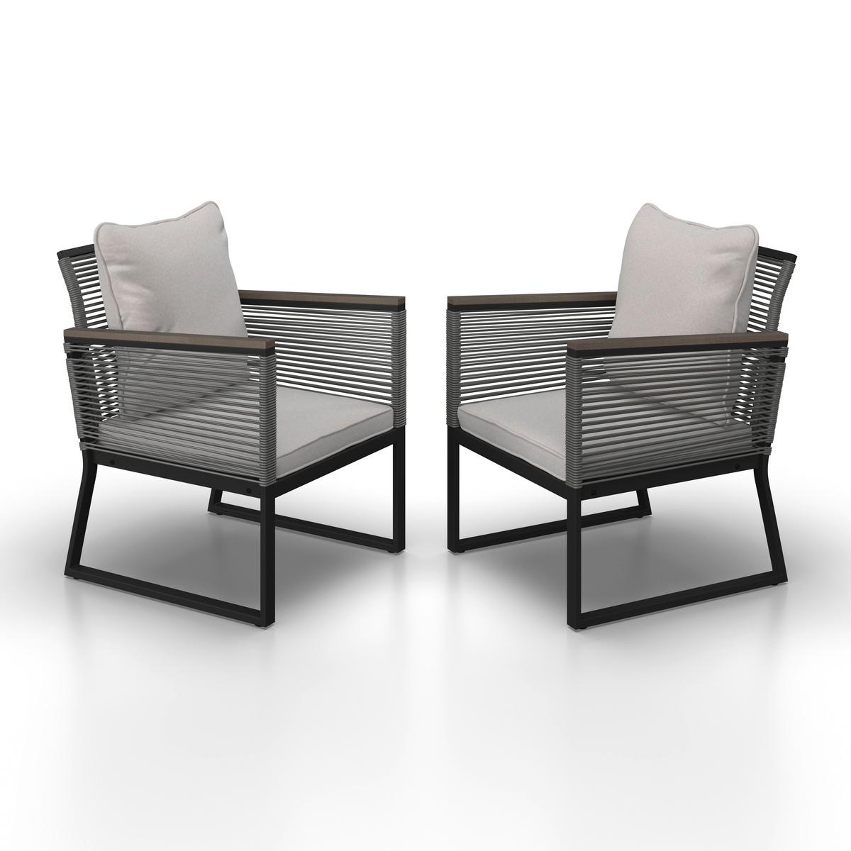 SADA ZAHRADNÍCH KŘESEL TONI - šedá/černá, Moderní, kov/textil (57,5/73/60cm) - Bessagi Garden