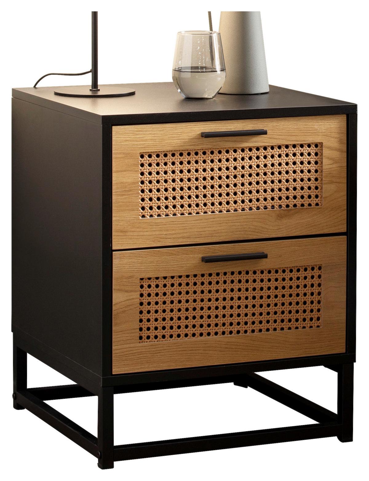 Nachtkästchen Wl6.829 - Schwarz/Braun, KONVENTIONELL, Holzwerkstoff (45/56/45cm) - Livetastic