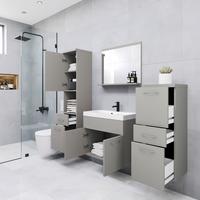 Badezimmer 5--teilig. Alba Pallad 120 cm, Hellgrau - Hellgrau/Weiß, LIFESTYLE, Keramik/Holzwerkstoff (120cm) - P & B