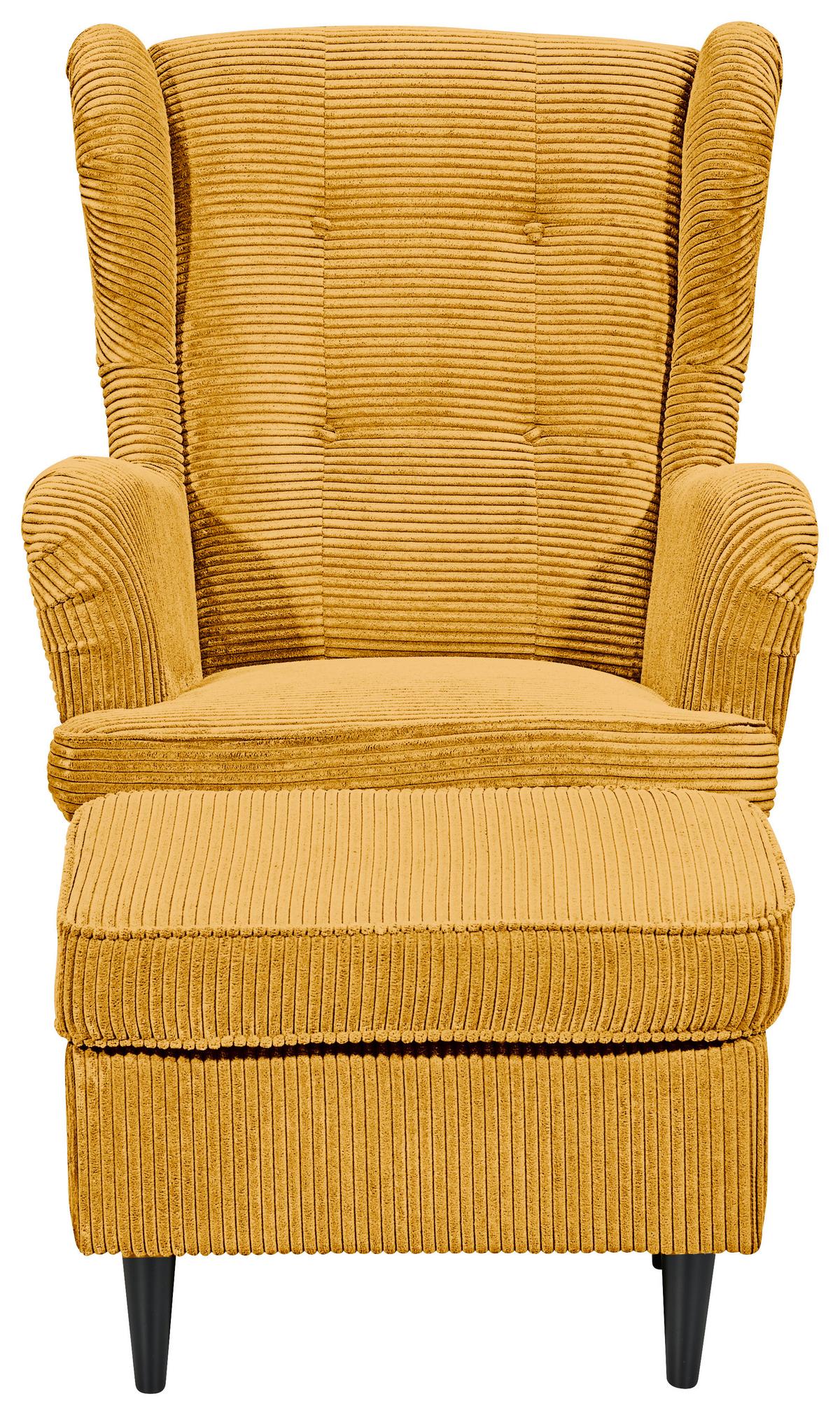 Ohrensessel Oskar Gelb B: 78 Cm - Gelb/Schwarz, Basics, Textil (78/102/98cm) - MID.YOU