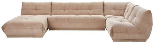 Wohnlandschaft Giselle Taupe Cord - Taupe, Trend, Textil (185/390/210cm) - Livetastic