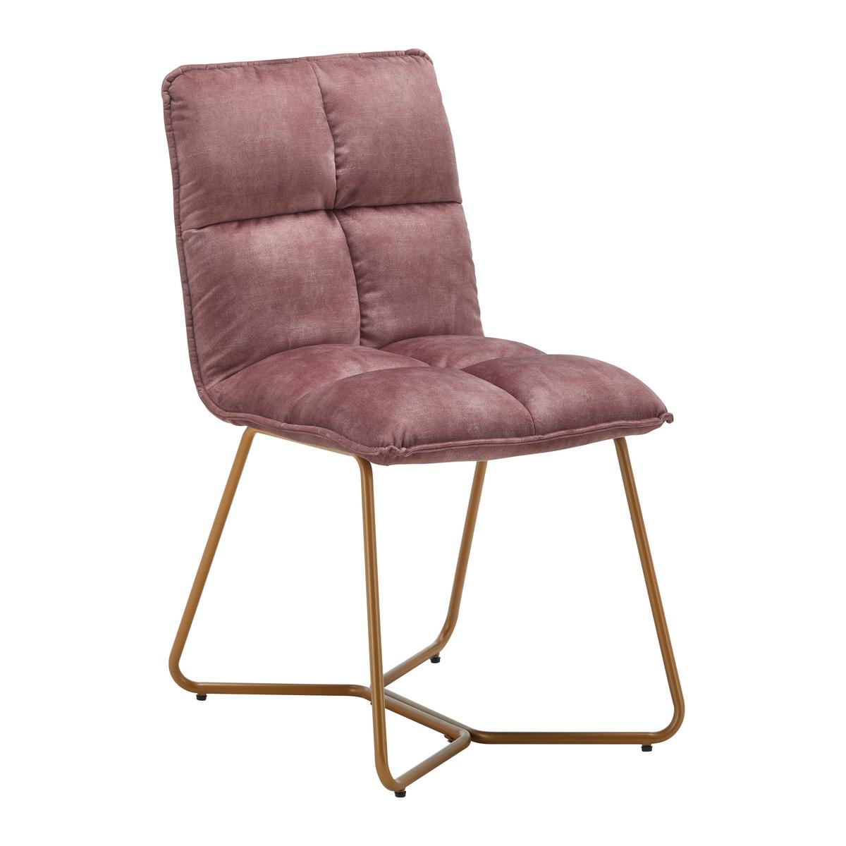 Stolička zo zamatu Fonia - bobuľová - zlatá/bobuľová, Modern, kov/drevo (49/85,5/57,5cm) - Bessagi Home