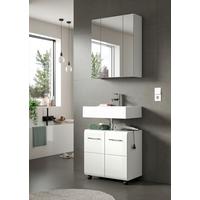 BADEZIMMER Ice Weiß/Weiß HG B: 60cm - Weiß Hochglanz/Schwarz, Trend, Glas/Holzwerkstoff (60cm) - MID.YOU