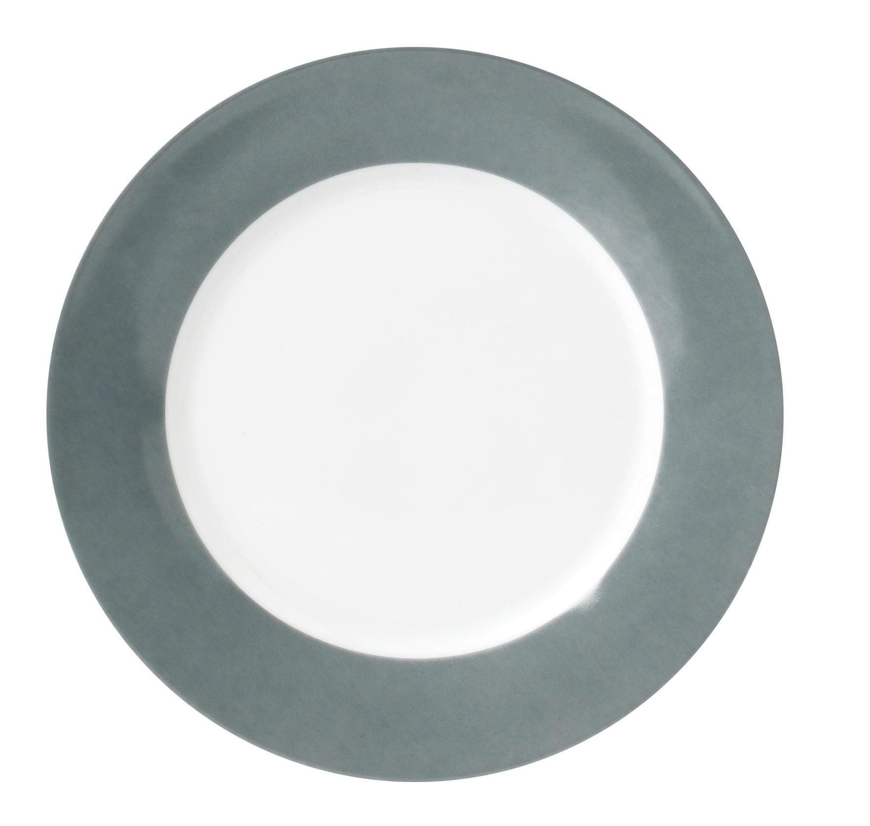 Speisetellerset Grau Weiß 6-teilig D: 26,5 cm - Weiß/Grau, Basics, Keramik (26,5cm) - Van Well
