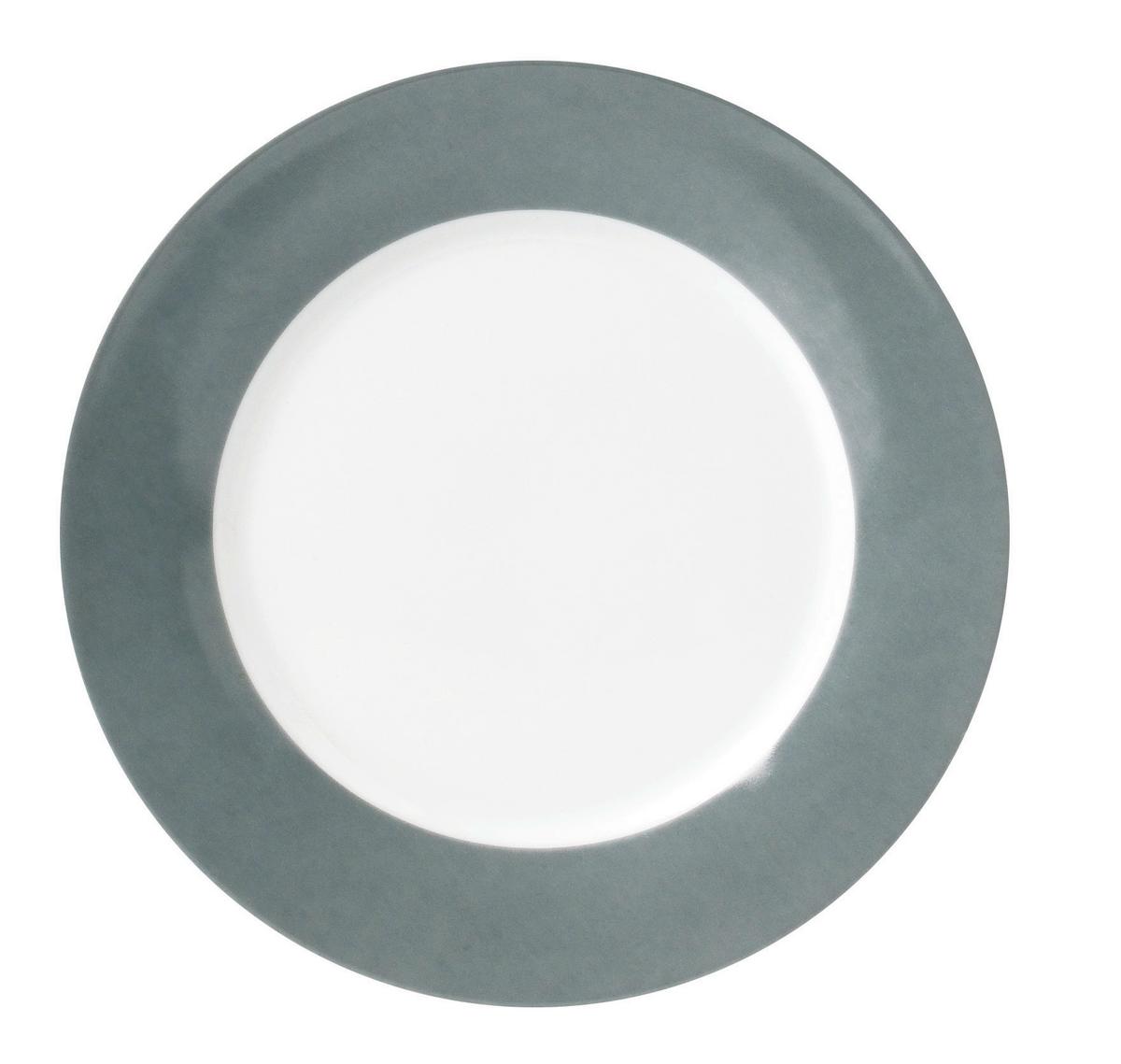 Speisetellerset Grau Weiß 6-teilig D: 26,5 cm - Weiß/Grau, Basics, Keramik (26,5cm) - Van Well
