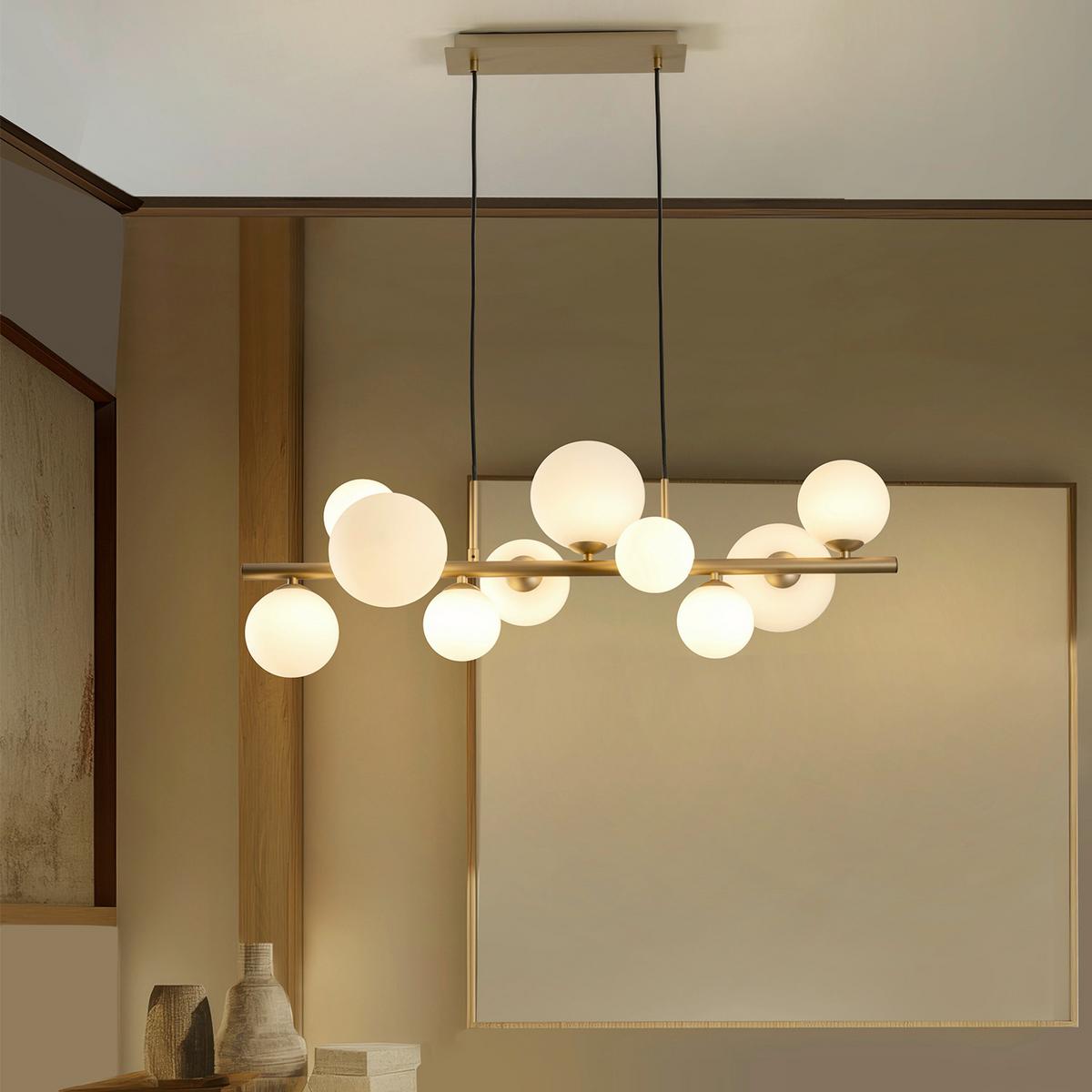 PENDELLEUCHTE Paloma Goldfarben L: 56 cm - Goldfarben, Design, Glas/Metall (86/33/150cm)