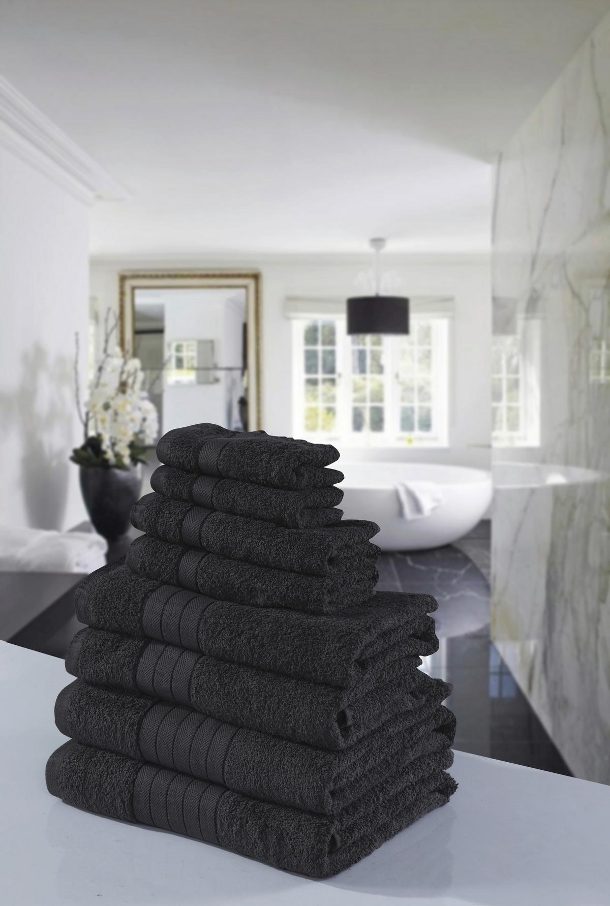 FROTTIERSET 8-TEILIG,  ANTHRAZIT - Anthrazit, Basics, Textil