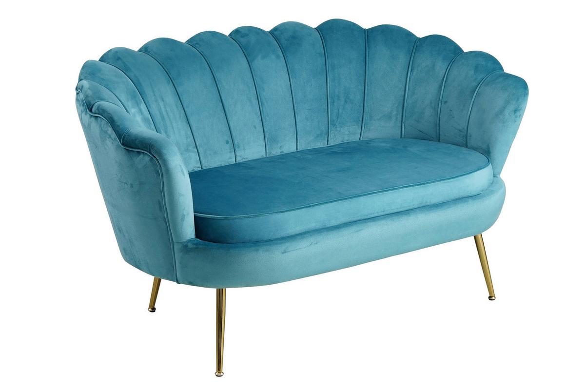 2-sitzer-sofa Blau B: 136 Cm - Blau/Goldfarben, MODERN, Textil (136/78/77cm) - Livetastic