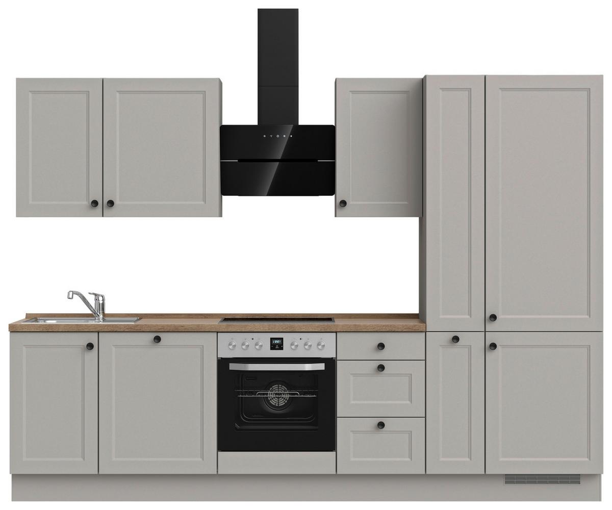 Kuchynská linka 300 cm, kamenná sivá supermatná - čierna/sivá, Modern, kov/kompozitné drevo (300cm) - Nobilia