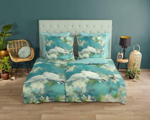 Wendebettwäsche Loving Grün Türkis 155x220 cm - Türkis/Grün, Natur, Textil (155/220cm)
