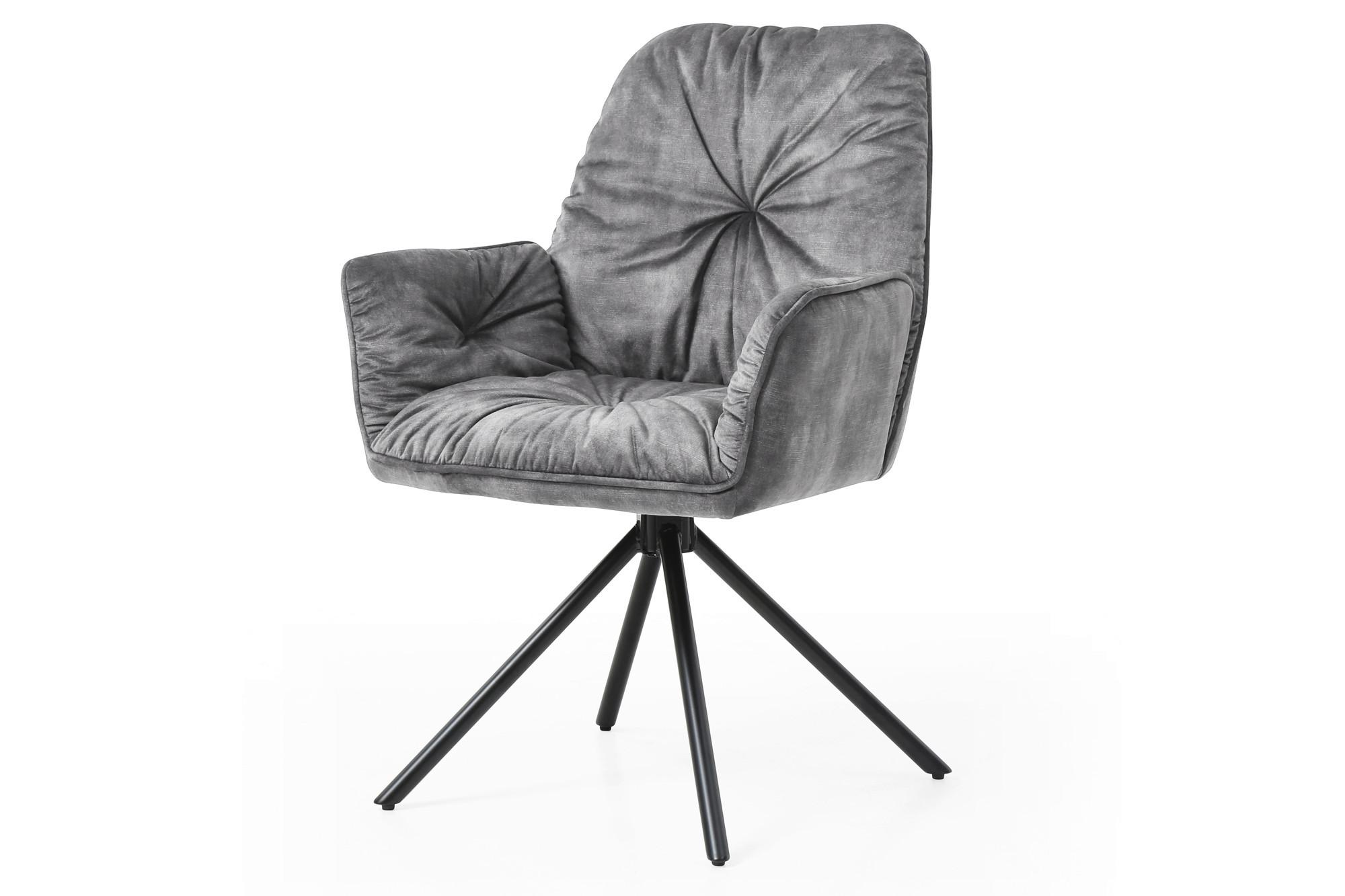 Armlehnstuhl Grau B: 61 Cm - Schwarz/Grau, MODERN, Textil/Metall (61/90/59cm) - Livetastic