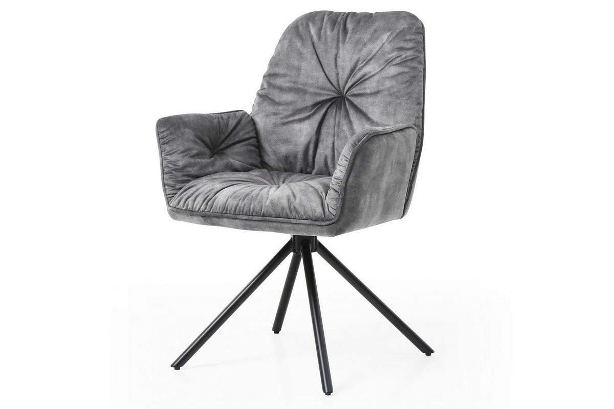 Armlehnstuhl Grau B: 61 Cm - Schwarz/Grau, MODERN, Textil/Metall (61/90/59cm) - Livetastic