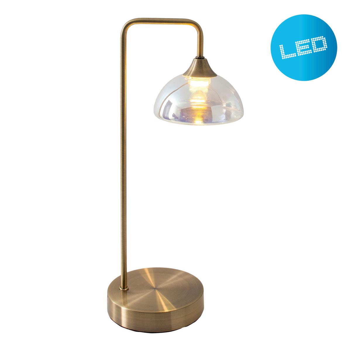 Tischlampe Messingfarben Vintage Style - Messingfarben, Design, Glas/Metall (17,5/45cm) - Näve