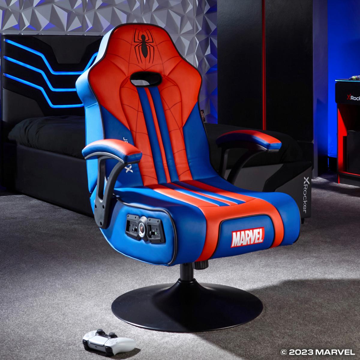 Gamingsessel Marvel Blau/rot/schwarz B: 53 Cm - Blau/Rot, MODERN, Leder/Holzwerkstoff (53/102/88cm) - X Rocker