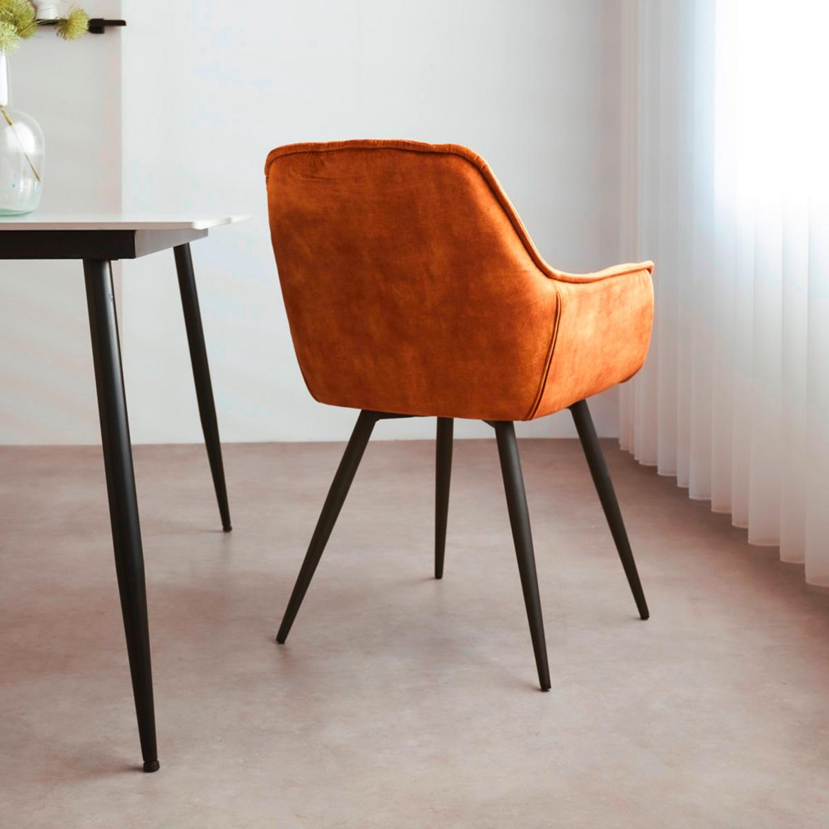 Armlehnstuhl-Set Alan Cognac B: 54 cm - Cognac/Schwarz, MODERN, Textil/Metall (54/86/53cm) - MID.YOU