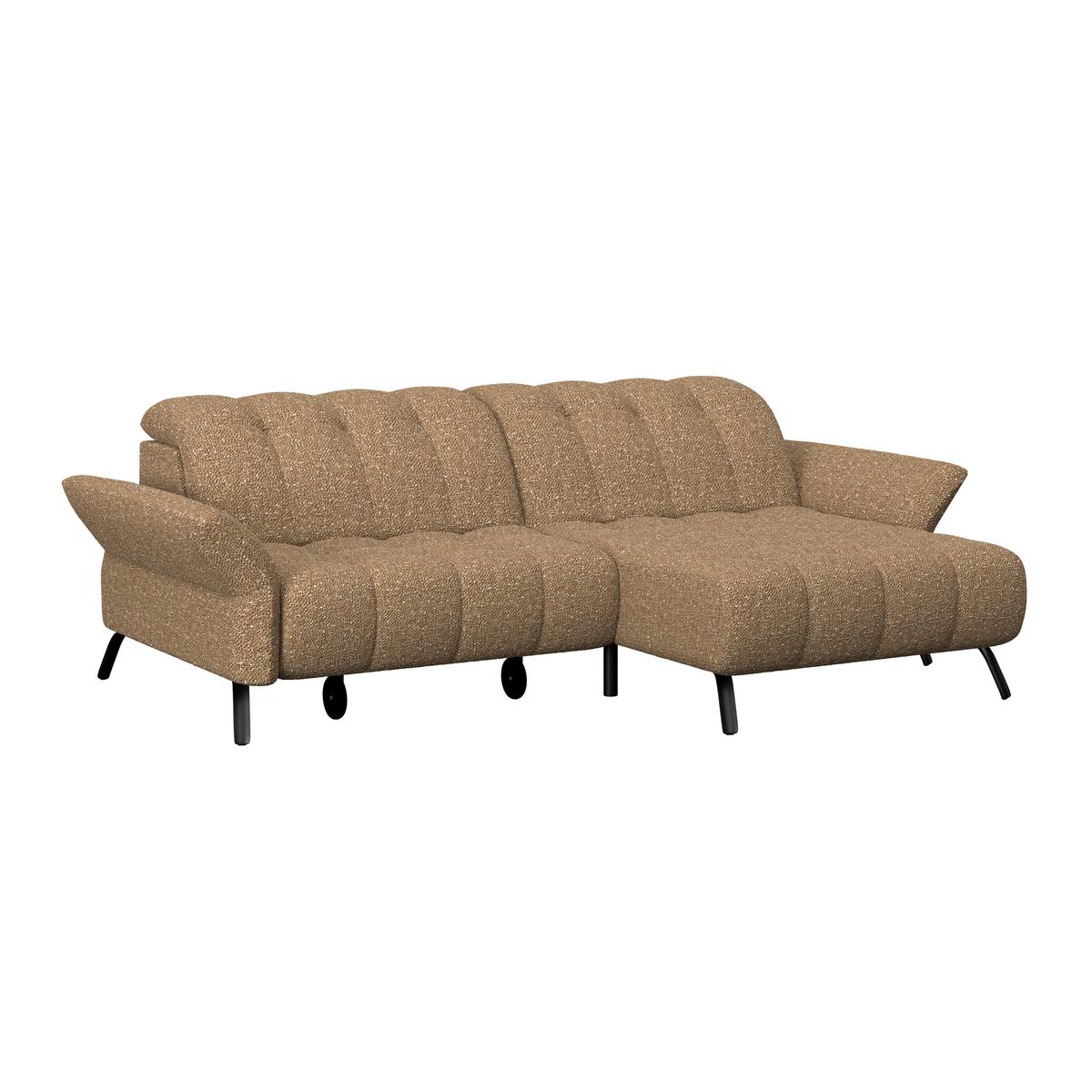 Ecksofa Coast Cognac B: 244-270 cm - Cognac/Schwarz, KONVENTIONELL, Holzwerkstoff/Textil (244/173cm)