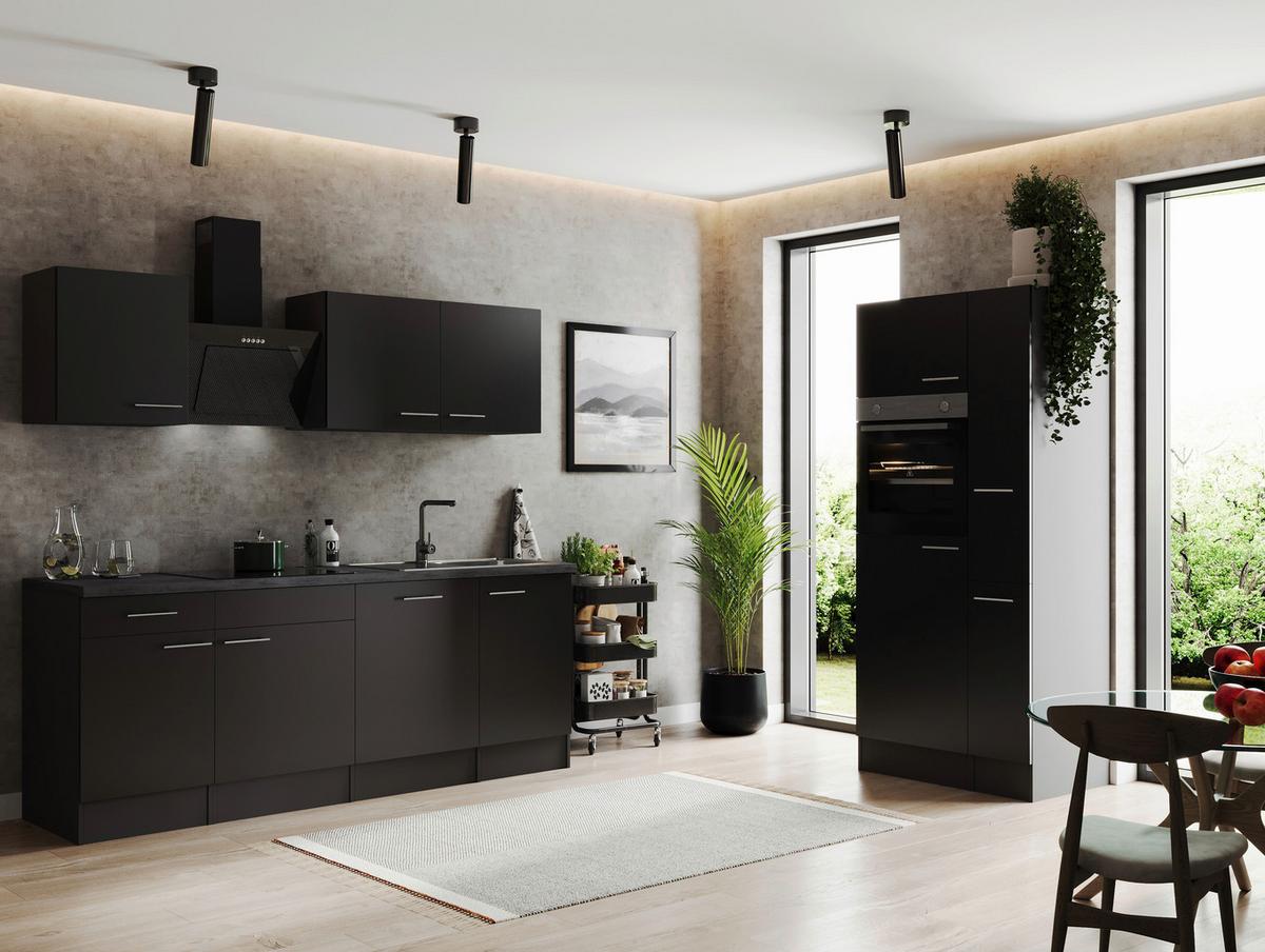 Küchenblock Oliver Grau, Schwarz B: 310 cm - Schwarz/Grau, Design, Holzwerkstoff (310cm) - Respekta