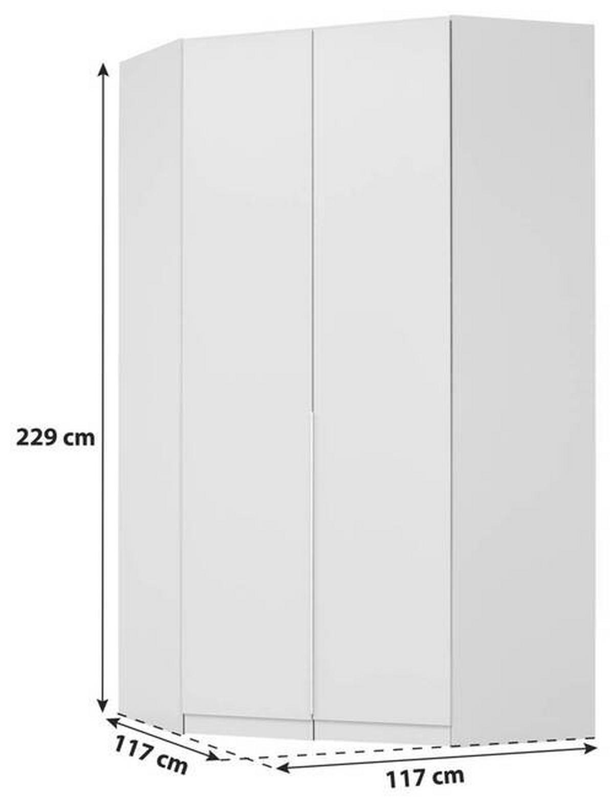 Eckschrank B: 117 Cm Alabama, Weiß - Weiß, MODERN, Holzwerkstoff (117/229/117cm) - Rauch Möbel