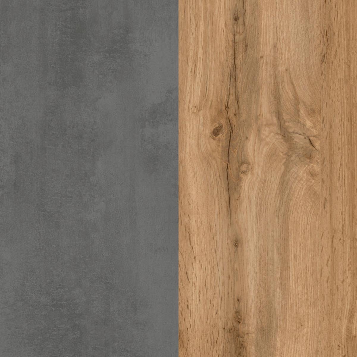 Midischrank Bad Landos BxH 65x130 cm Eiche Wotan - Eiche Wotan/Hellgrau, MODERN, Holzwerkstoff (65/130/35cm) - Held