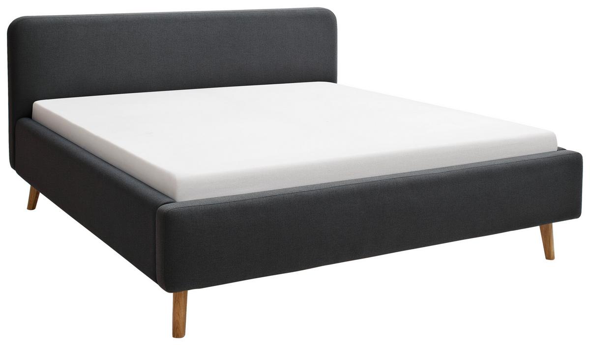 Polsterbett Mattis 180x200cm Anthrazit, inkl. Bettkasten - Eichefarben/Anthrazit, Design, Holz/Textil (180/200cm) - Livetastic