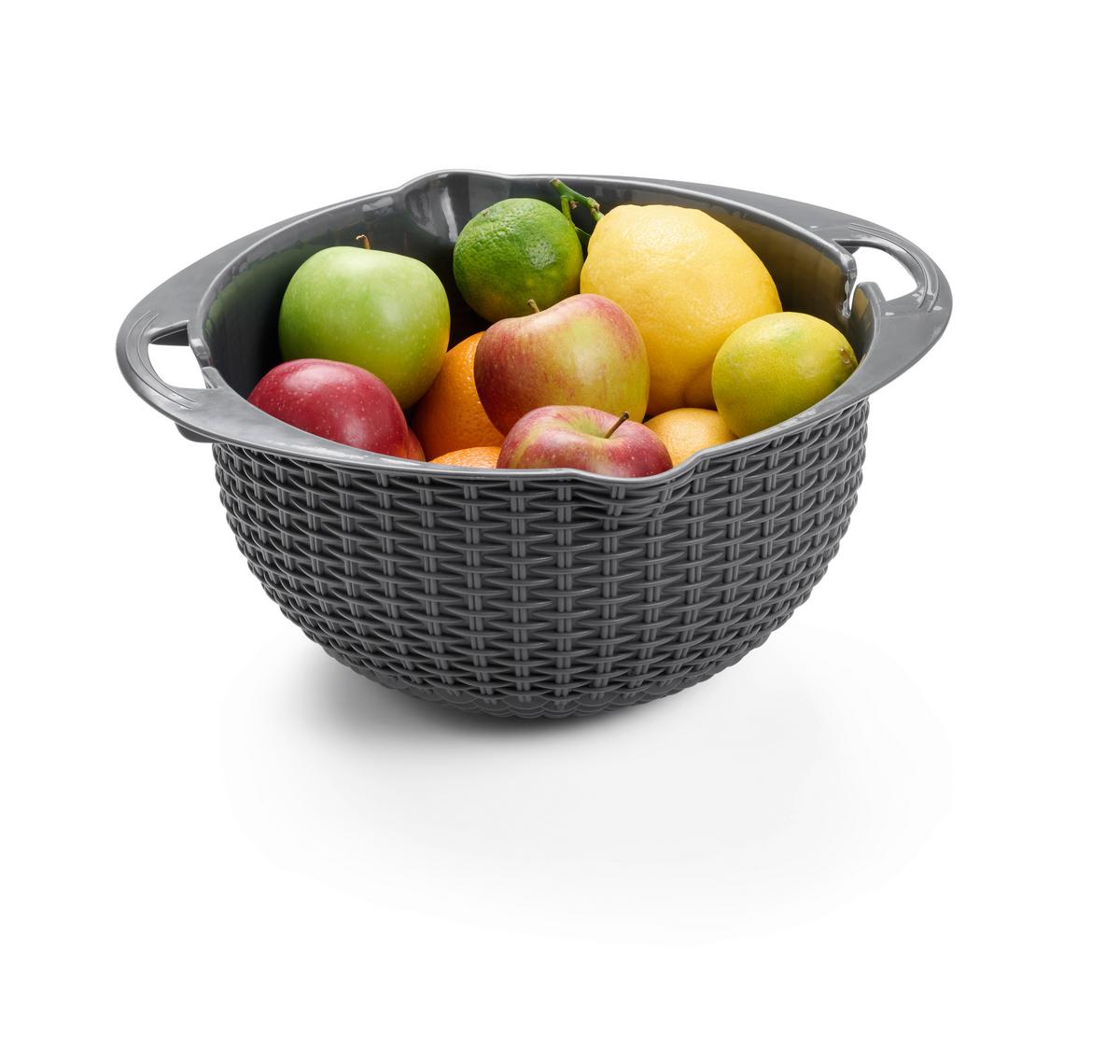 Kuchynské sitko multifunkčné - farba strieborného duba/tmavosivá, Konventionell, kov/plast (32/14cm) - Mömax