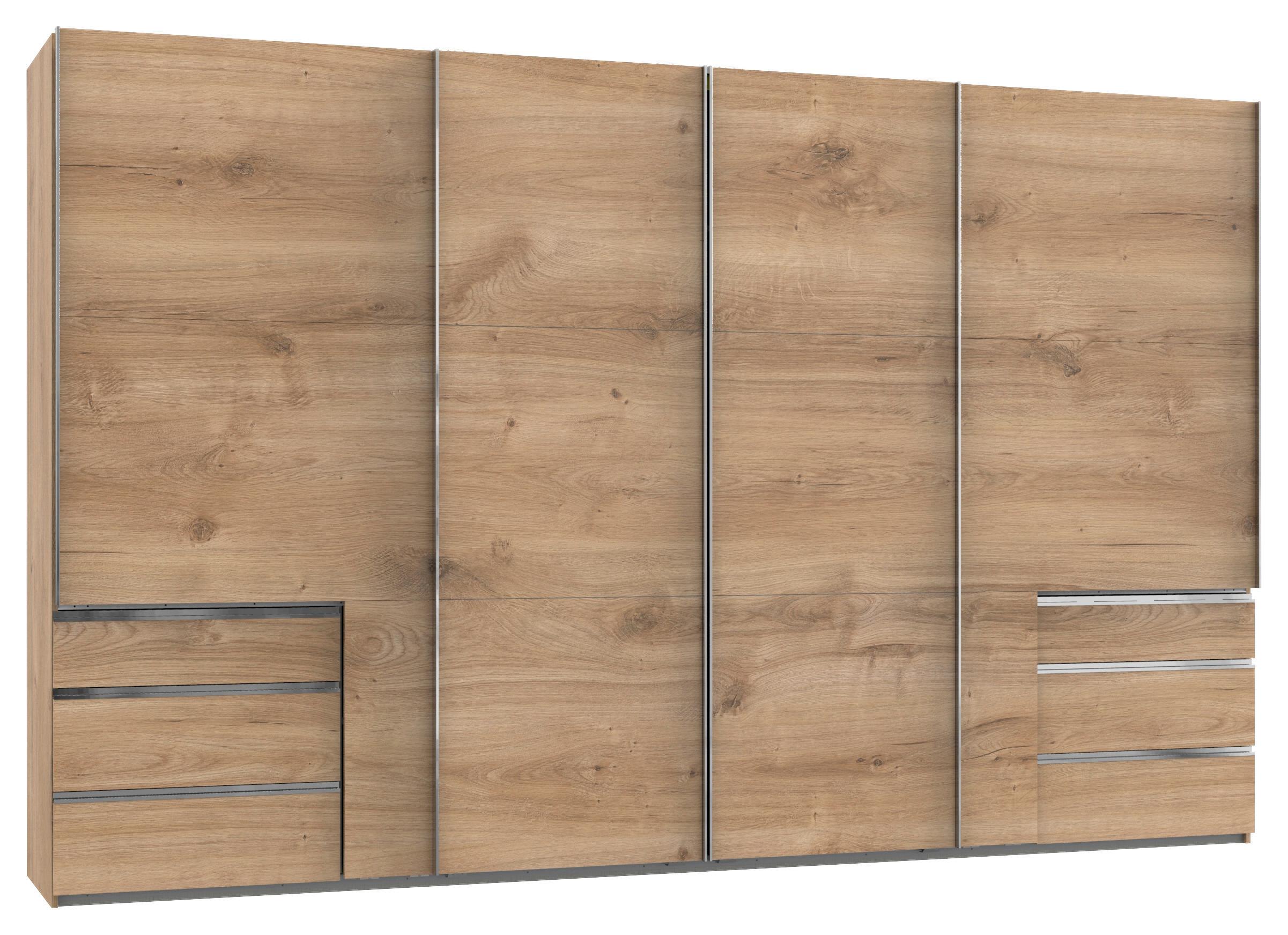 Schwebetürenschrank mit Laden 350cm Level 36a, Eiche - Eichefarben, Basics, Holzwerkstoff (350,00/216,00/65,00cm) - MID.YOU