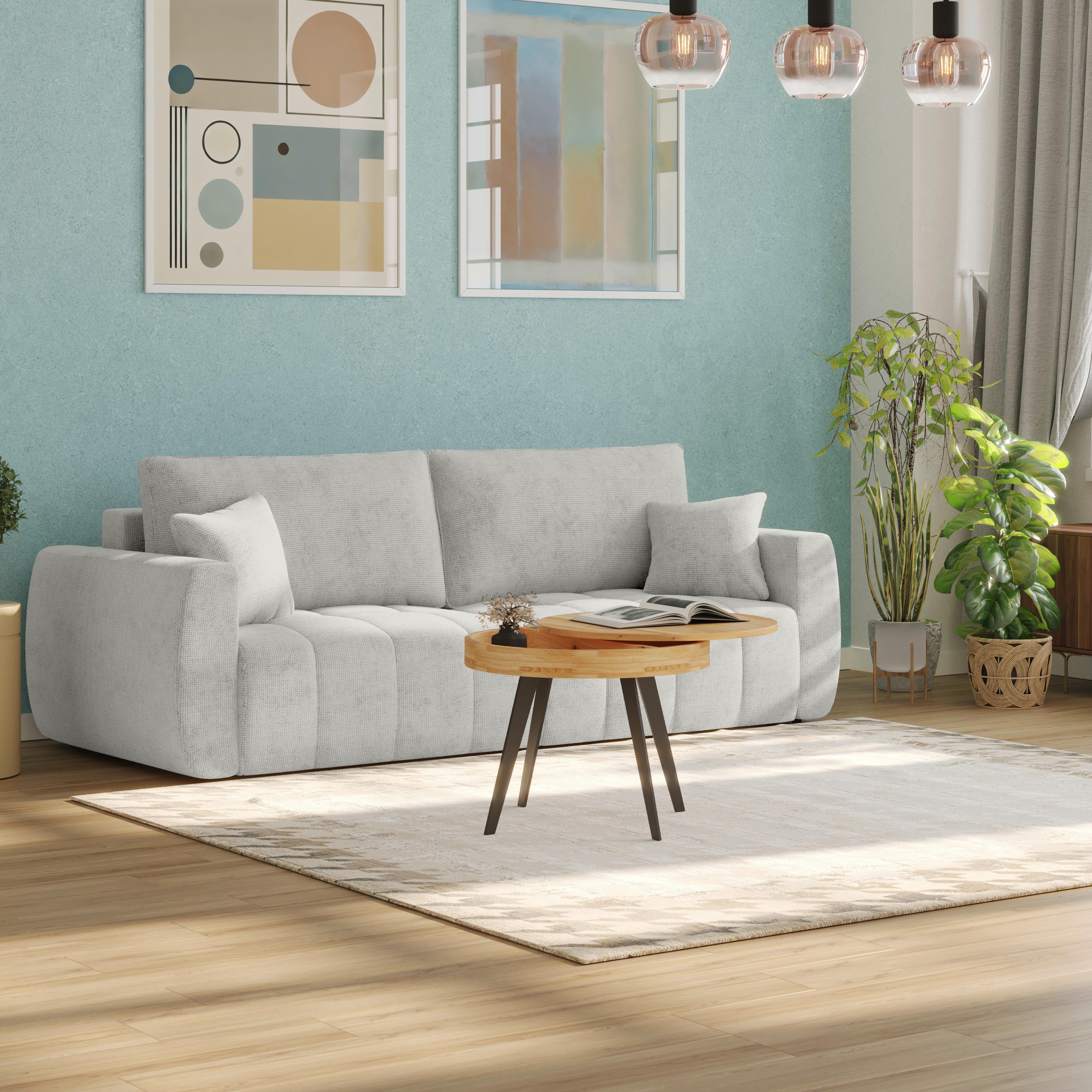Schlafsofa Bali - Silberfarben/Schwarz, MODERN, Holz/Textil (245/74-90/104cm) - Luca Bessoni