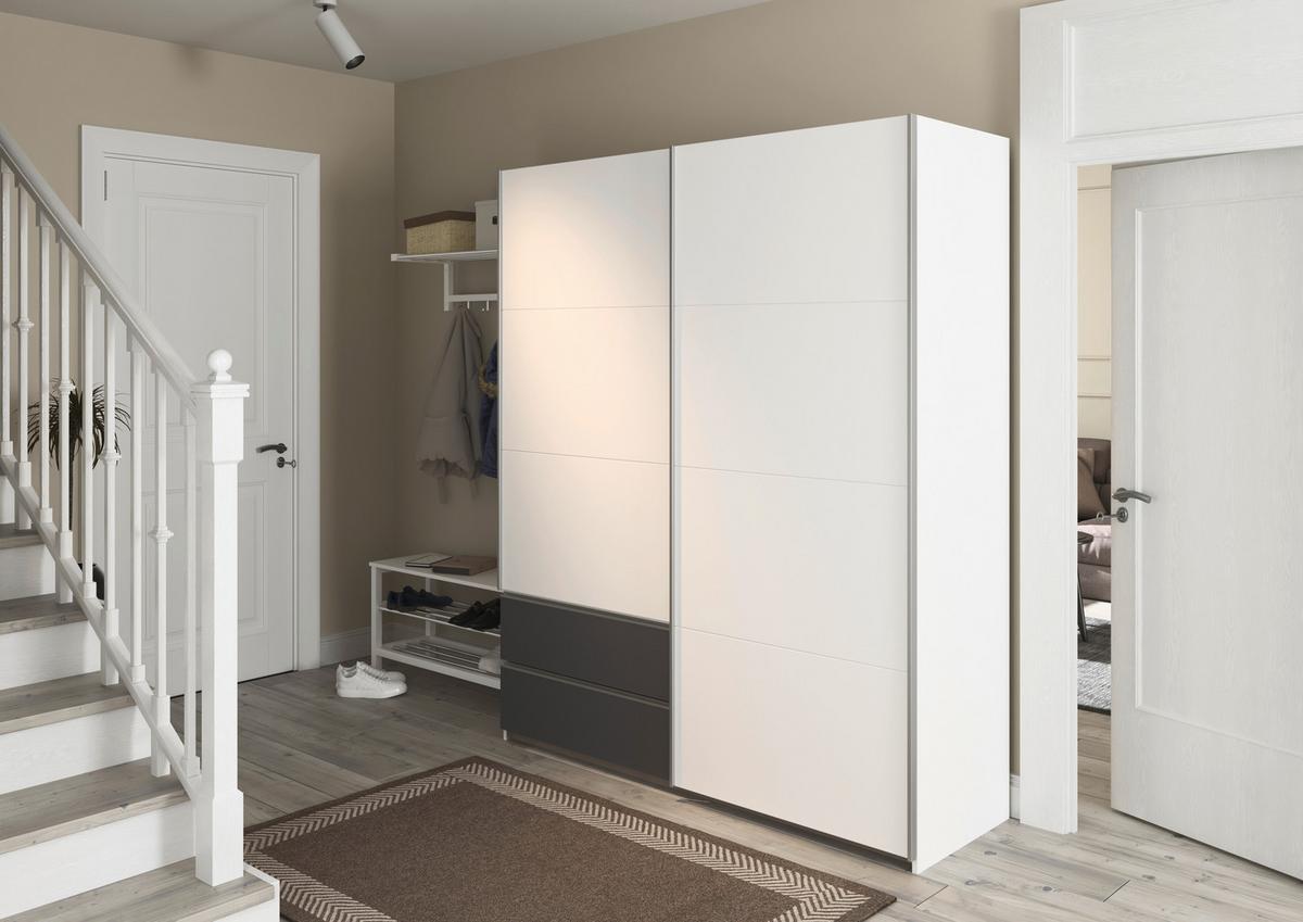 Schwebetürenschrank Stoke Grau Weiß B: 175 cm - Weiß/Grau, MODERN, Holzwerkstoff (175/210/59cm) - Rauch Möbel