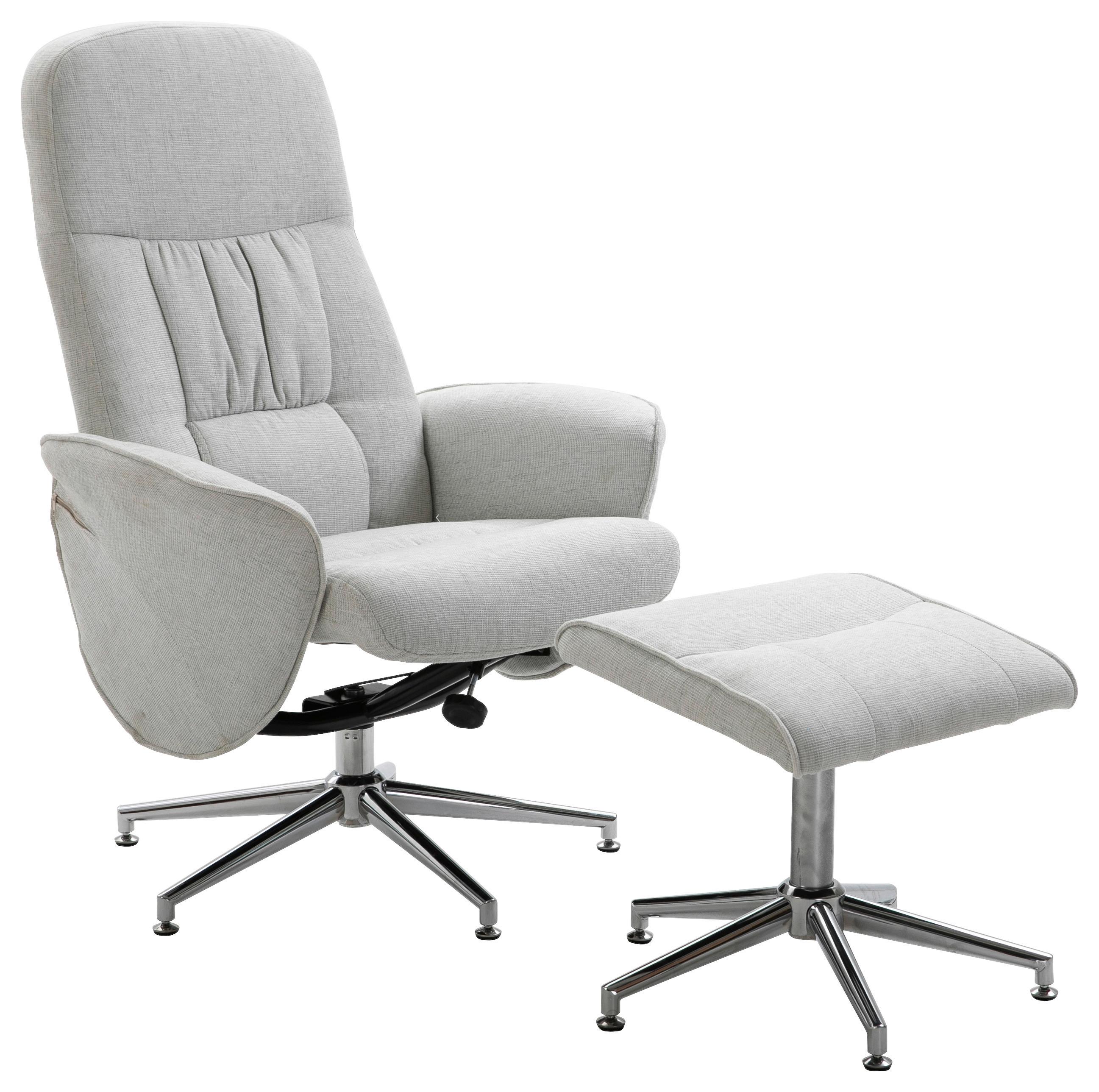 Relaxsesselset Rolf - Hellgrau, Design, Textil/Metall (77/104,5/82cm) - Livetastic