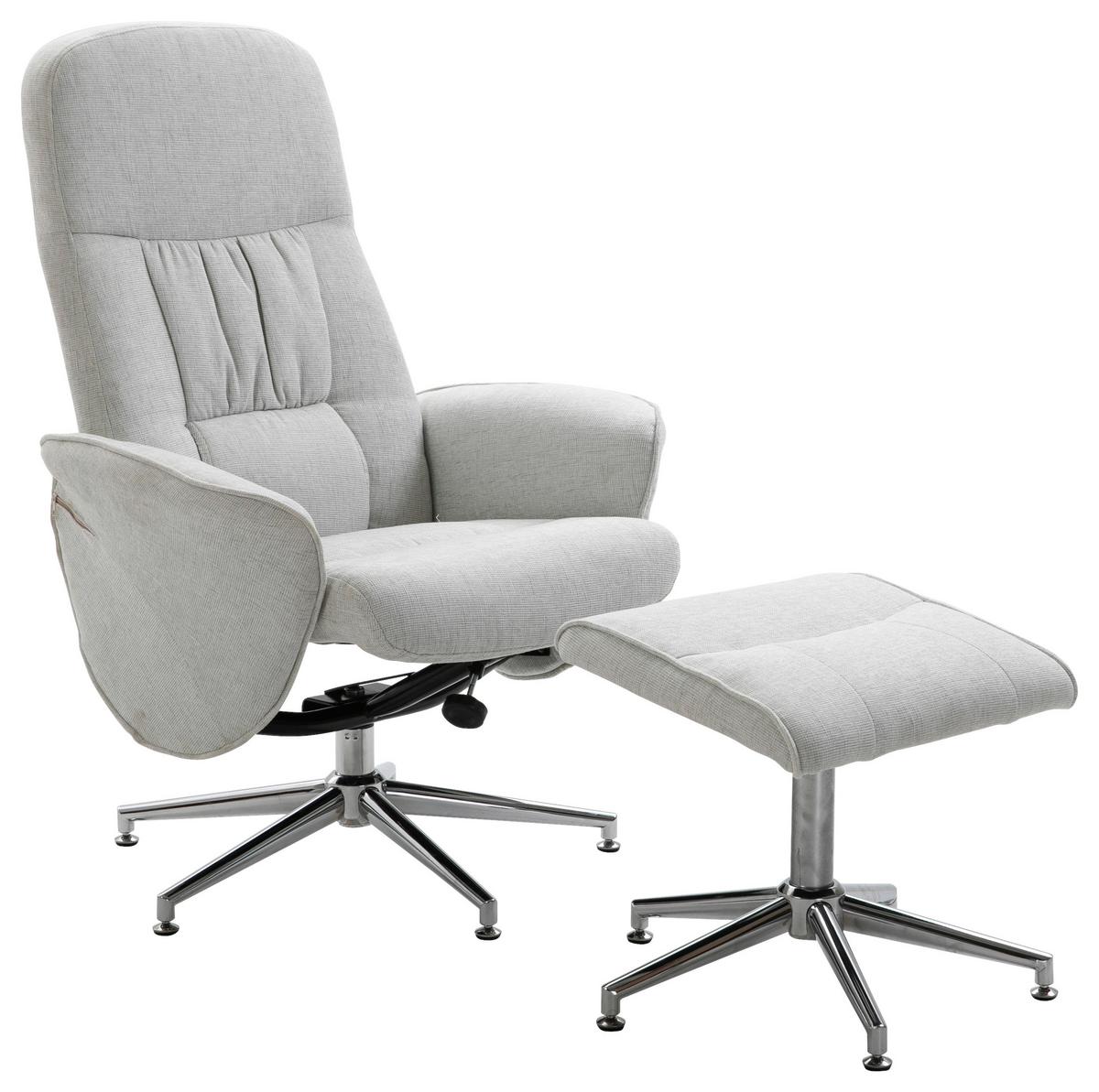 Relaxsesselset Rolf - Hellgrau, Design, Textil/Metall (77/104,5/82cm) - Livetastic