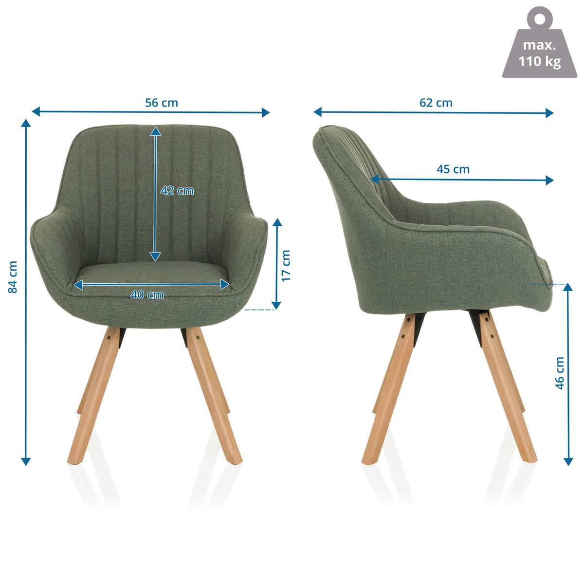 Armlehnstuhl Scandi Ted Mintgrau B: 56 cm - Mintgrau/Buchefarben, MODERN, Holz/Textil (56/84/62cm) - MID.YOU