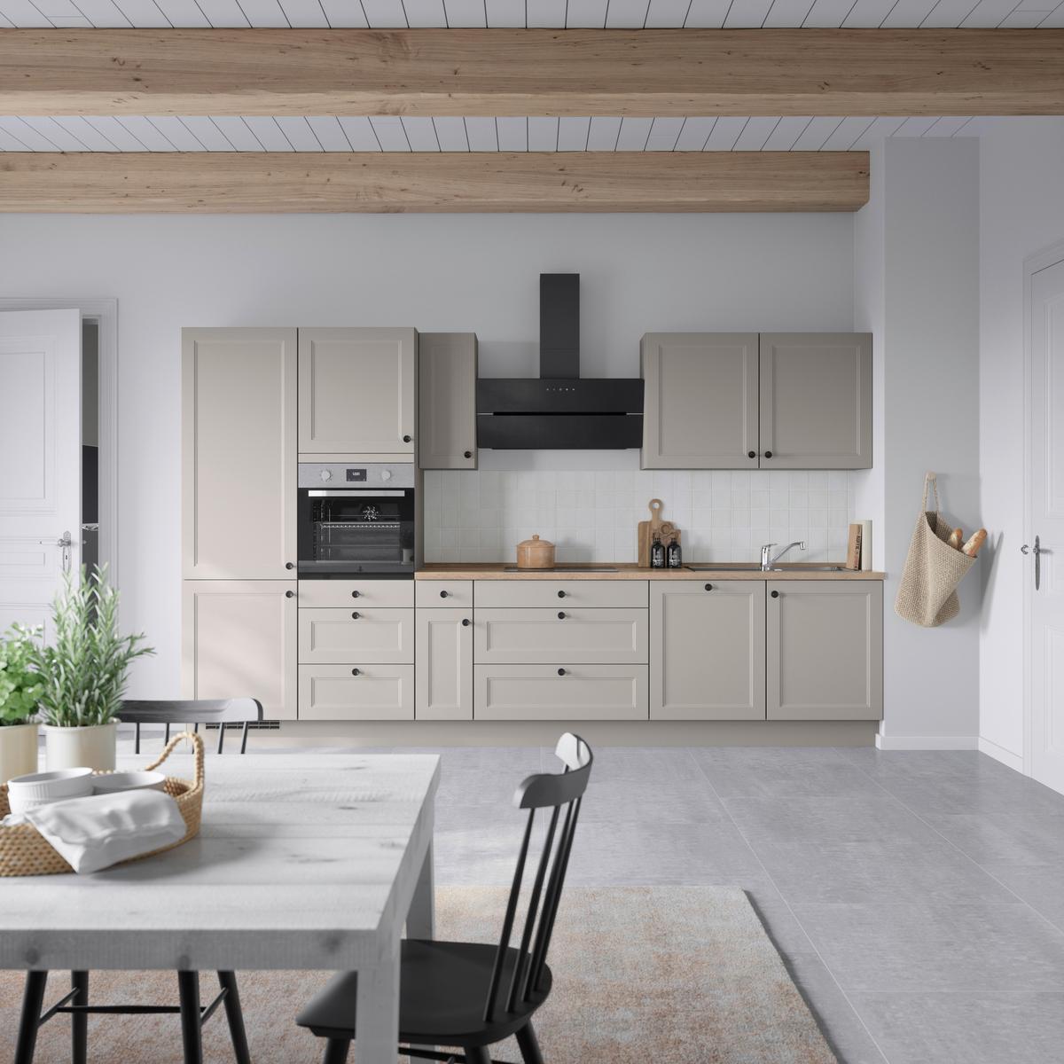 Kuchyňská linka 360 cm, kamenná sivá supermatná - šedá/černá, Moderní, kov/kompozitní dřevo (360cm) - Nobilia