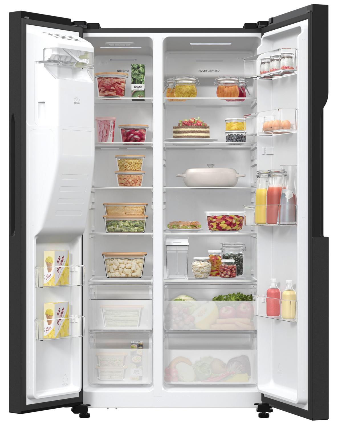 Side-by-side Nrr9185esbxl 2 Türen Schwarz - Schwarz, Basics, Glas/Kunststoff (91,5/178,6/69,8cm) - Gorenje