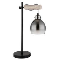Tischleuchte 15628t - Schwarz/Naturfarben, Natur, Glas/Holz (33/18/55cm) - Globo