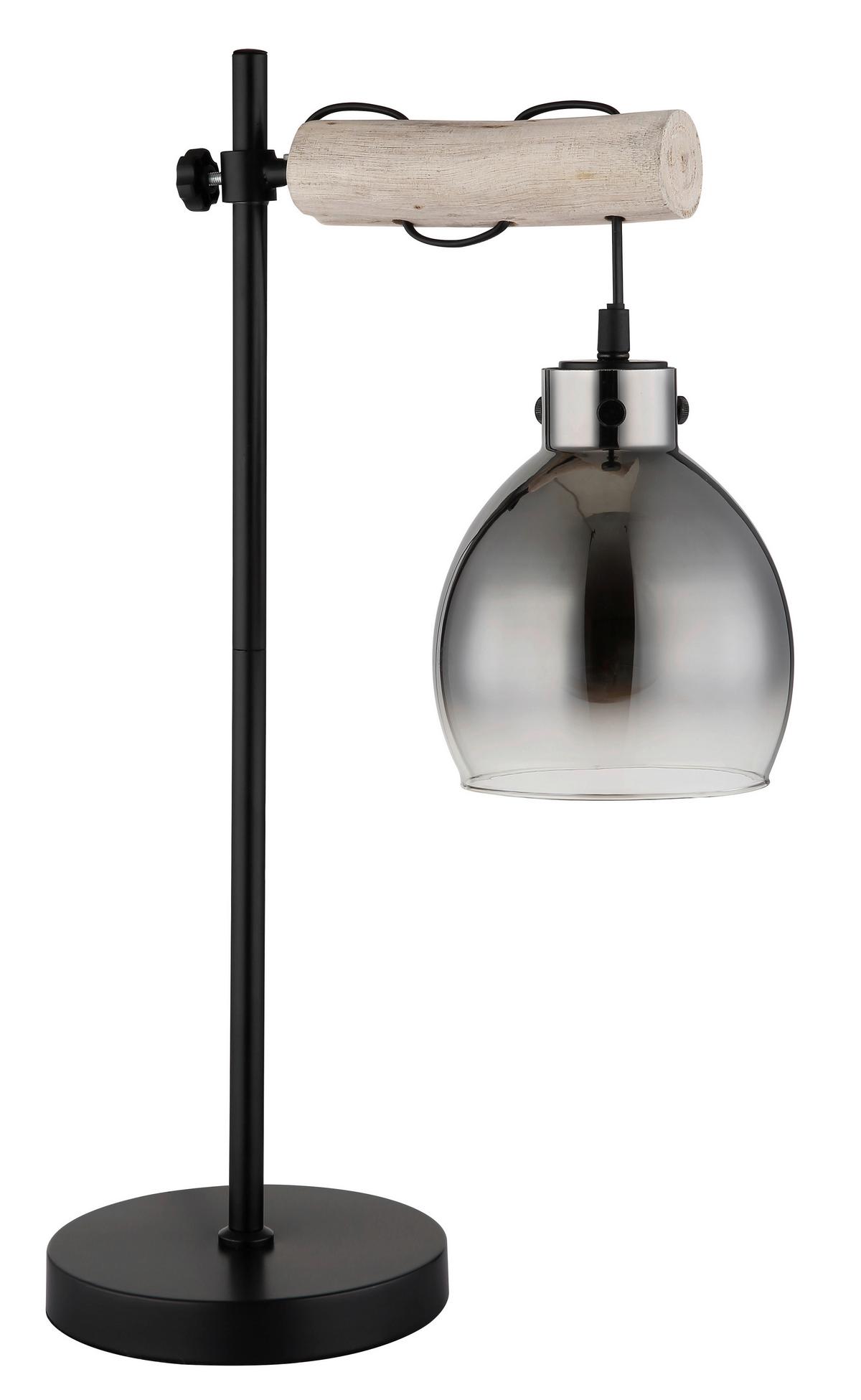 Tischleuchte 15628t - Schwarz/Naturfarben, Natur, Glas/Holz (33/18/55cm) - Globo