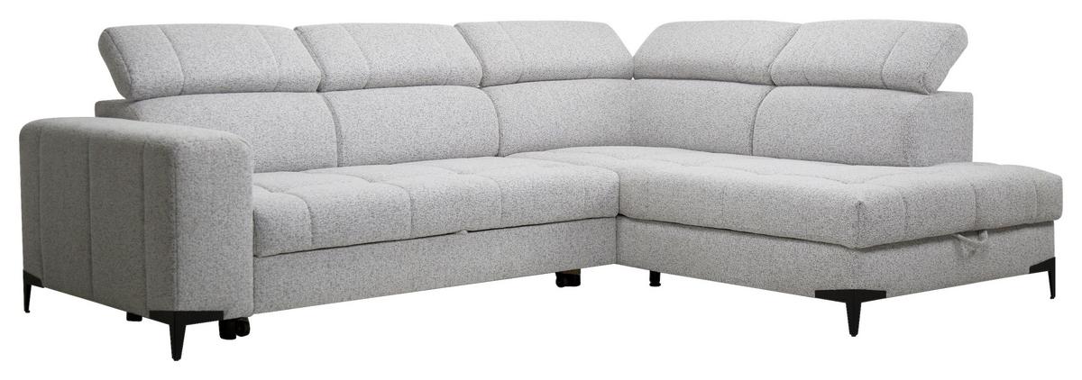 Rohová sedačka MASON, pravá, šedo-béžovo-krémová tkanina - šedá/černá, Moderní, kov/dřevo (271/211cm) - Mömax