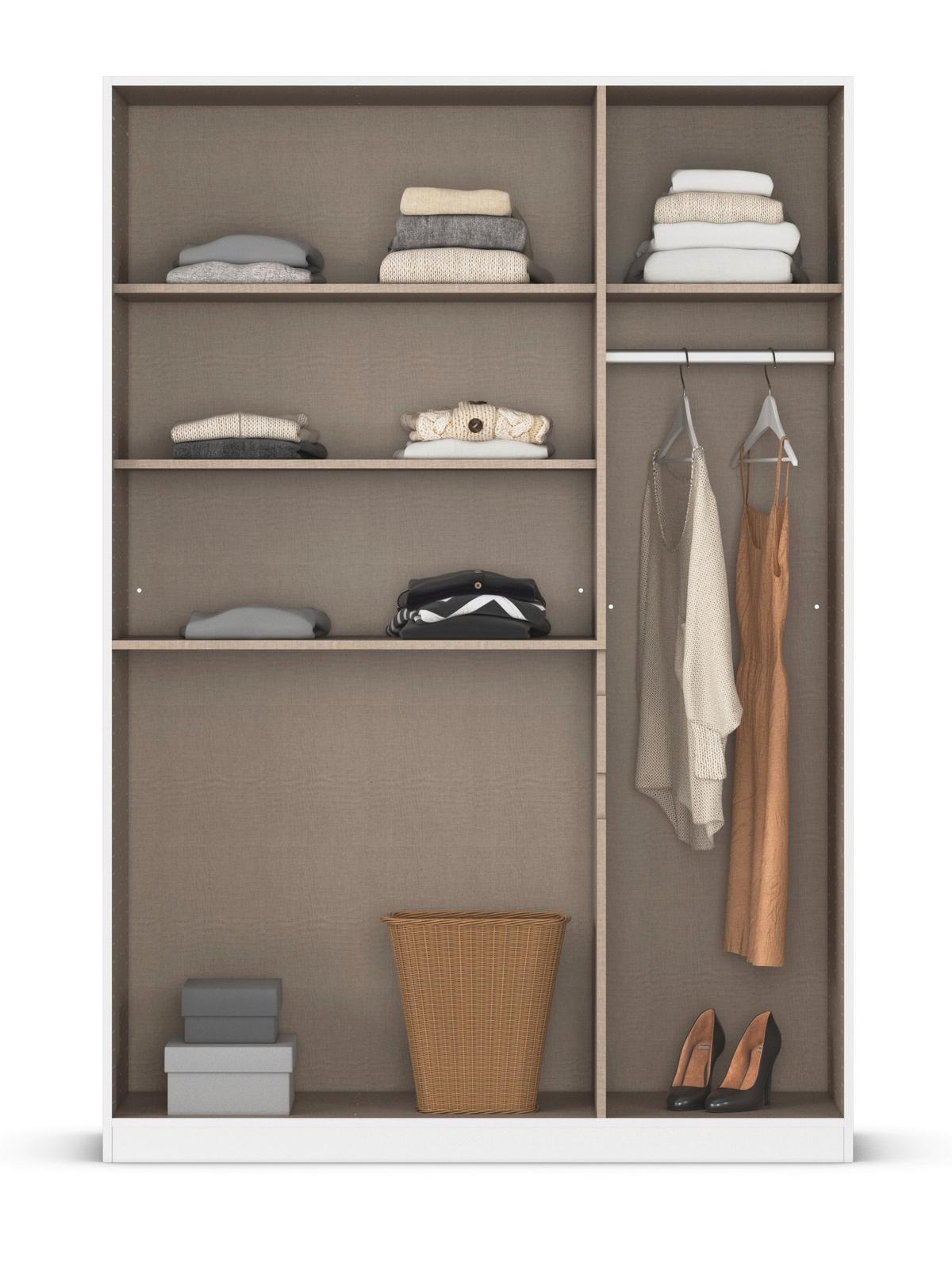 Kleiderschrank Tübingen Weiß/Eiche D. B:136cm - Weiß/Eiche Artisan, Design, Glas/Holzwerkstoff (136/197/54cm) - Rauch Möbel