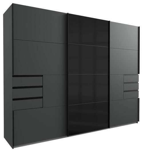 Schwebetürenschrank 270cm Saigon Graphit/Schwarz - Graphitfarben/Schwarz, KONVENTIONELL, Glas/Holzwerkstoff (270/210/64cm) - MID.YOU