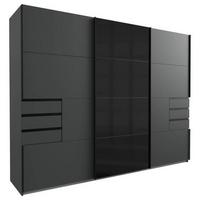Schwebetürenschrank 270cm Saigon Graphit/Schwarz - Graphitfarben/Schwarz, KONVENTIONELL, Glas/Holzwerkstoff (270/210/64cm) - MID.YOU