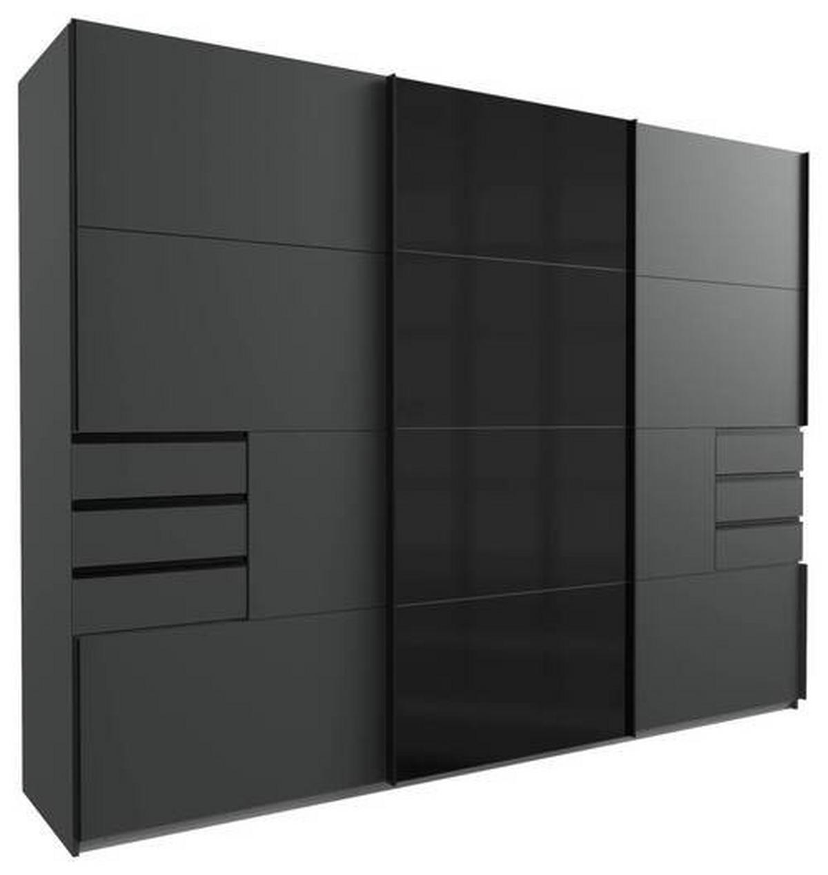 Schwebetürenschrank 270cm Saigon Graphit/Schwarz - Graphitfarben/Schwarz, KONVENTIONELL, Glas/Holzwerkstoff (270/210/64cm) - MID.YOU