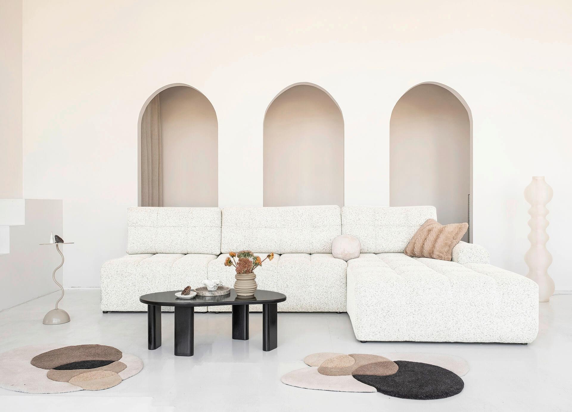 Ecksofa Lulu Beige S: 338x184cm - Beige/Schwarz, Design, Textil (338/184cm) - MID.YOU