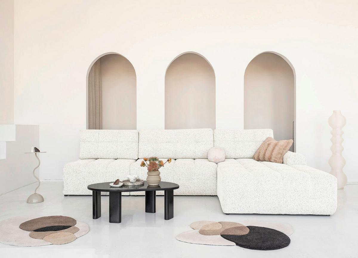 Ecksofa Lulu Beige S: 338x184cm - Beige/Schwarz, Design, Textil (338/184cm) - MID.YOU