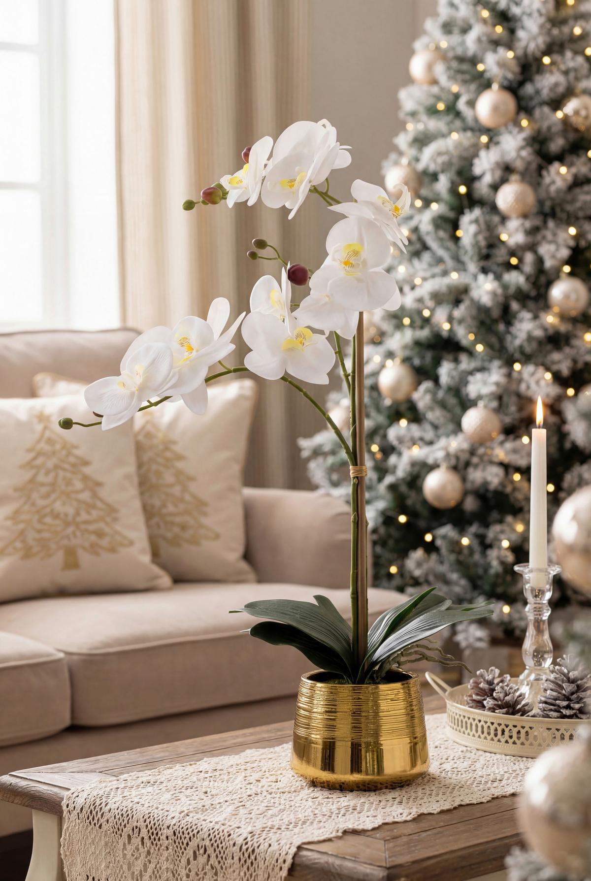 ORCHIDEE MARK - Gelb/Goldfarben, KONVENTIONELL, Keramik/Kunststoff (40/30/60cm) - Luca Bessoni